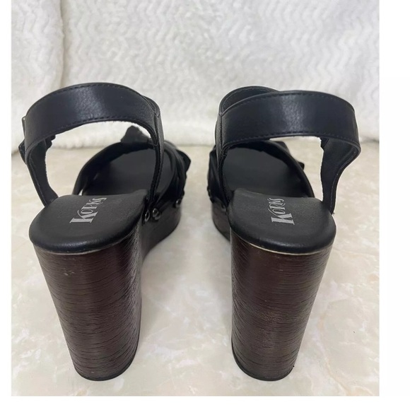 KORKS Womens Dawson Black Faux Leather Top Knot Wedge Sandals Sandals New - Picture 6 of 8